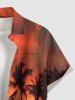 Chemise à poches boutonnées pour homme, grande taille, imprimé hawaïen, motif cocotier ombré ciel crépuscule - Orange Foncé M