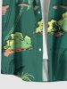 Plus Size Coconut Tree Plant Cloud Print Hawaii Button Pocket Shirt For Men -  