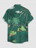 Plus Size Coconut Tree Plant Cloud Print Hawaii Button Pocket Shirt For Men -  