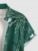 Plus Size Coconut Tree Plant Cloud Print Hawaii Button Pocket Shirt For Men -  