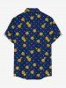 Chemise hawaïenne à pois et imprimé floral grande taille pour homme - Bleu profond S