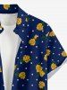 Chemise hawaïenne à pois et imprimé floral grande taille pour homme - Bleu profond S