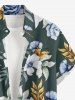 Chemise à poches boutonnées hawaïennes à imprimé floral tropical et feuilles grandes tailles pour hommes - Vert profond 2XL