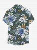 Chemise à poches boutonnées hawaïennes à imprimé floral tropical et feuilles grandes tailles pour hommes - Vert profond 2XL