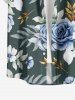 Chemise à poches boutonnées hawaïennes à imprimé floral tropical et feuilles grandes tailles pour hommes - Vert profond 2XL