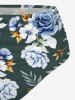 Flower Tropical Leaf Print Hawaii Lace Up Tankini Swimsuit (Adjustable Shoulder Strap) -  