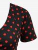 Plus Size Polka Dot Print Button Vintage A Line Dress - Noir 5x | US 30-32