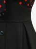 Plus Size Polka Dot Print Button Vintage A Line Dress - Noir 5x | US 30-32