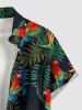 Chemise hawaïenne grande taille pour homme, à imprimé perroquet, fleurs et feuilles tropicales, boutons et poche. - Noir 3XL