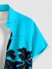 Plus Size Coconut Tree Ombre Print Buttons Pocket Hawaii Shirt For Men -  