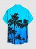 Plus Size Coconut Tree Ombre Print Buttons Pocket Hawaii Shirt For Men -  