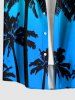 Chemise hawaïenne grande taille pour homme, imprimé ombré cocotier, boutons et poche. - Bleu Ciel 3XL