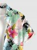 Chemise hawaïenne grande taille pour homme, à imprimé colorblock de fleurs et de cocotiers, boutons et poche. - Multi 2XL