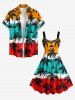 Robe débardeur hawaïenne à imprimé colorblock cocotier grande taille - Multi 6X