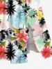 Plus Size Flowers Coconut Tree Colorblock Print Split Hawaii Midi Dress -  