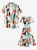 Plus Size Flowers Coconut Tree Colorblock Print Split Hawaii Midi Dress -  