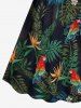 Plus Size Parrot Flowers Tropical Leaf Print Cinched Hawaii Dress -  