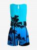 Combinaison hawaïenne grande taille à imprimé ombré de cocotiers et ceinture - Bleu Ciel L