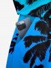 Combinaison hawaïenne grande taille à imprimé ombré de cocotiers et ceinture - Bleu Ciel L