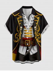 Pirate Costume Pattern Print Hawaii Button Pocket Shirt For Men -  