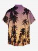 Ensemble de plage hawaïen assorti grande taille à imprimé ombré de cocotiers pour couples - Pourpre  