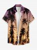 Ensemble de plage hawaïen assorti grande taille à imprimé ombré de cocotiers pour couples - Pourpre  