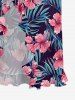 Tropical Leaf Hibiscus Flower Print Hawaii Ruffles Split Dress -  