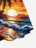 Robe hawaïenne grande taille à imprimé cocotier, vagues et soleil - Bleu Marine M