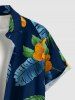 Tropical Leaf Hibiscus Flower Parrot Print Hawaii Button Pocket Shirt For Men -  