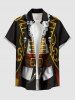Pirate Costume Pattern Print Hawaii Button Pocket Shirt For Men -  