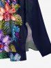 Tropical Leaf Flower Print Hawaii Split Pocket A Line Midi Dress - Bleu profond 5X