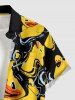 Chemise hawaïenne à imprimé canard mignon grande taille et poche boutonnée pour homme - Noir S