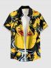 Chemise hawaïenne à imprimé canard mignon grande taille et poche boutonnée pour homme - Noir M