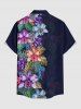 Chemise hawaïenne à imprimé floral tropical et grandes tailles avec poche boutonnée pour homme - Bleu profond L