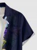 Chemise hawaïenne à imprimé floral tropical et grandes tailles avec poche boutonnée pour homme - Bleu profond L