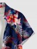 Tropical Leaf Flower Print Hawaii Button Pocket Shirt For Men -  