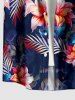Tropical Leaf Flower Print Hawaii Button Pocket Shirt For Men -  