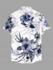 Chemise hawaïenne grande taille pour homme, à imprimé feuilles d'hibiscus, boutons et poche. - Blanc M