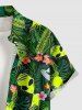Chemise hawaïenne Elien à imprimé OVNI, grandes tailles, fleurs tropicales, boutons et poche, pour homme - Vert M