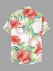 Chemise hawaïenne grande taille pour homme, à imprimé floral tropical et feuilles d'hibiscus, boutons et poche. - Blanc 3XL