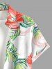 Chemise hawaïenne grande taille pour homme, à imprimé floral tropical et feuilles d'hibiscus, boutons et poche. - Blanc 3XL