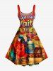 Robe débardeur hawaïenne à imprimé perroquet, cocotier et paysage marin, grande taille - Rouge XXS
