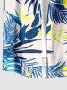 Chemise hawaïenne grande taille pour homme, à imprimé feuilles tropicales et fleurs d'hibiscus, boutons et poche. - Bleu Ciel 3XL