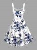 Robe débardeur hawaïenne à imprimé feuilles et fleurs d'hibiscus grande taille - Blanc XXS