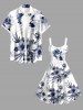 Robe débardeur hawaïenne à imprimé feuilles et fleurs d'hibiscus grande taille - Blanc XXS