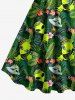 Tropical Leaf Flowers Elien UFO Print Hawaii Tank Dress -  