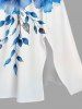 Flowers Leaf Watercolor Print Split Hawaii Midi Dress -  