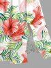 Robe midi hawaïenne fendue à imprimé feuilles tropicales et fleurs d'hibiscus (grande taille) - Blanc 6X