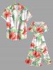 Robe midi hawaïenne fendue à imprimé feuilles tropicales et fleurs d'hibiscus (grande taille) - Blanc 6X