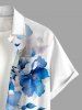 Chemise hawaïenne grande taille pour homme, à imprimé aquarelle de fleurs et de feuilles, boutons et poche. - Blanc 3XL